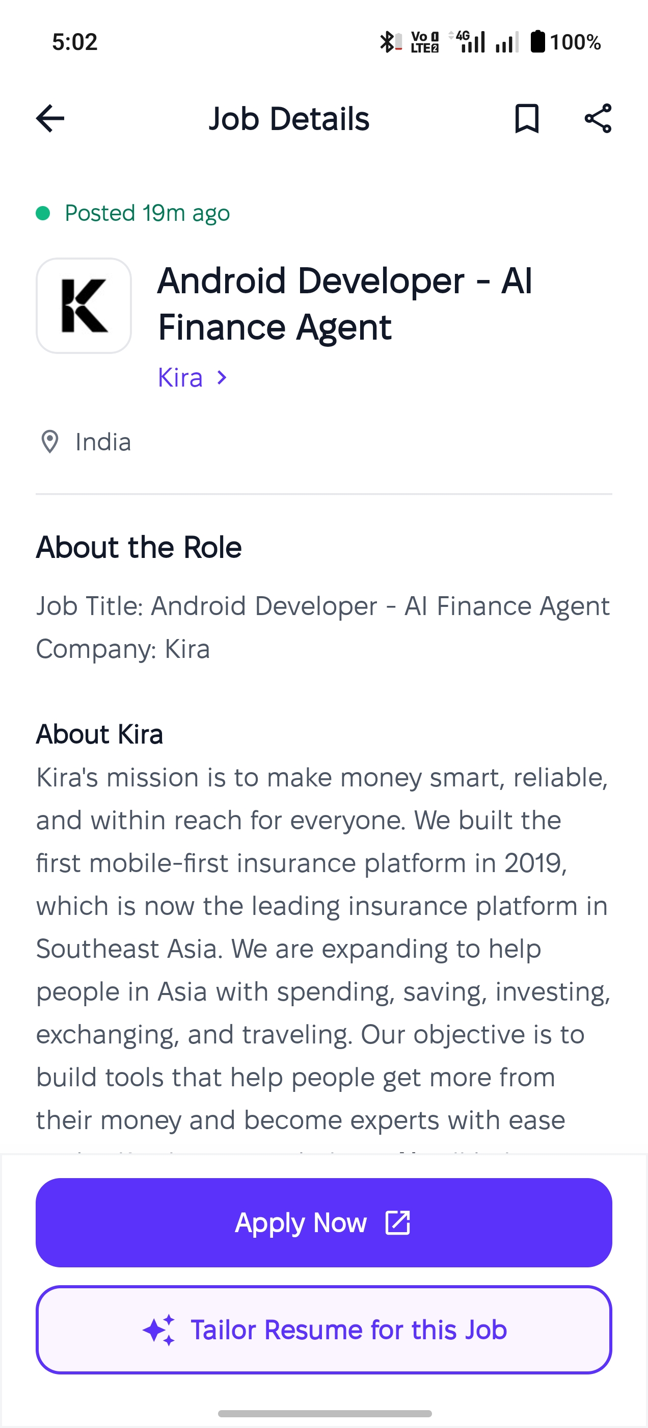 FirstHire Android App Interface